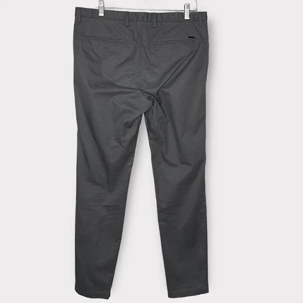 Hugo Boss Men's Pants 34 R Gray Stretch‎ Geometric Print Flat Front Casual Pants